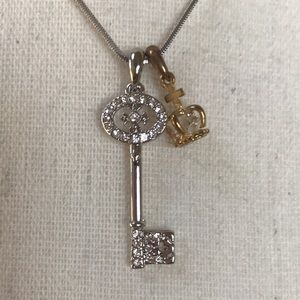 Silver Key & Gold Crown Necklace